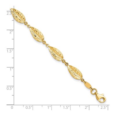 10K Yellow Gold 6mm Leaf Link Chain Bracelet – view 4