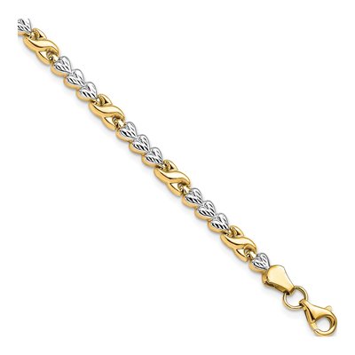10K Yellow Gold 5mm Diamond-Cut Infinity Heart Bracelet