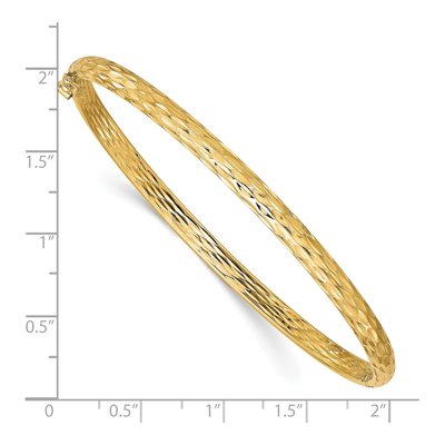 10K Yellow Gold Diamond-Cut Hinged Bangle Bracelet – view 2