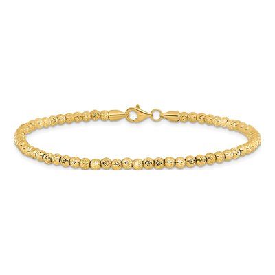 10K Yellow Gold 3.25mm Diamond-Cut Beaded Chain Bracelet – view 3