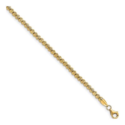 10K Yellow Gold 3.25mm Diamond-Cut Beaded Chain Bracelet