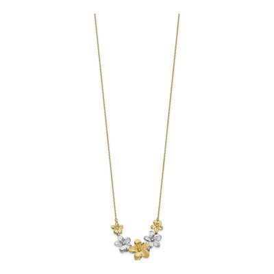 10K Two-Tone Gold Diamond-Cut Flower Pendant Necklace – view 3