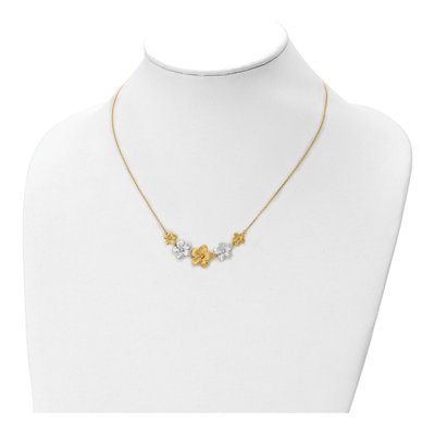 10K Two-Tone Gold Diamond-Cut Flower Pendant Necklace – view 4