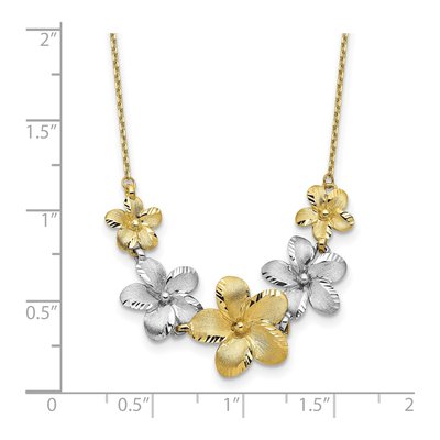 10K Two-Tone Gold Diamond-Cut Flower Pendant Necklace – view 5