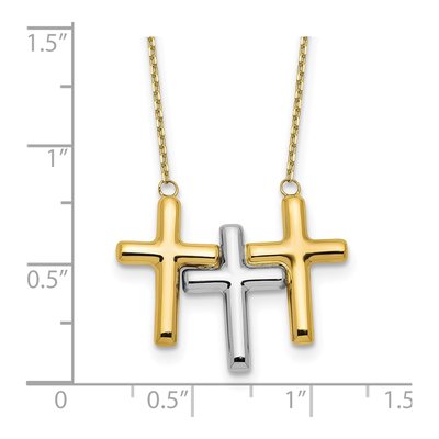 10K Two-Tone Gold 3-Cross Pendant Necklace – view 5