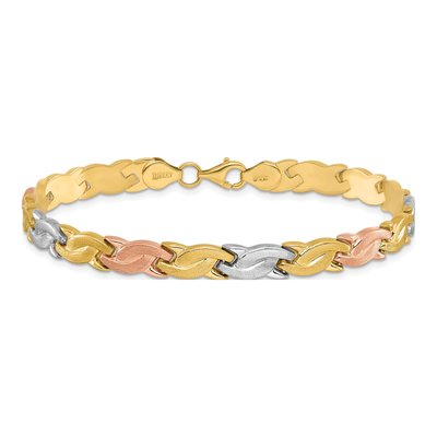 10K Tri Color Tri-Color Polished And Brushed Bracelet – view 3