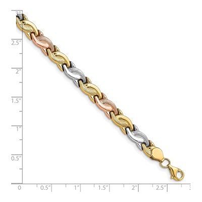 10K Tri Color Tri-Color Polished And Brushed Bracelet – view 4