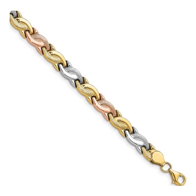 10K Tri Color Tri-Color Polished And Brushed Bracelet