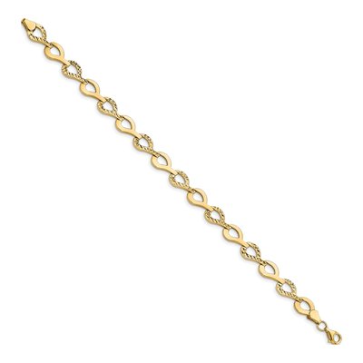 10K Yellow Gold Diamond-Cut Link Bracelet – view 2