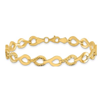 10K Yellow Gold Diamond-Cut Link Bracelet – view 3