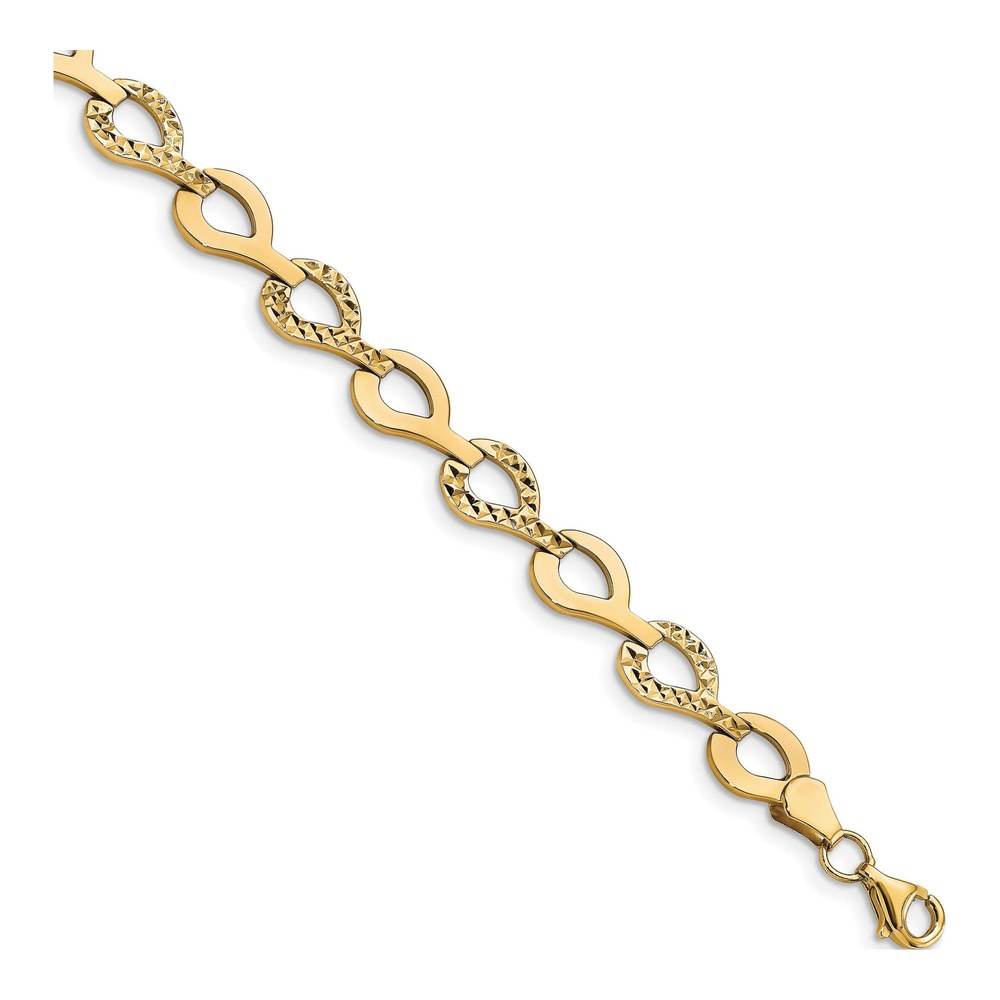 10K Yellow Gold Diamond-Cut Link Bracelet