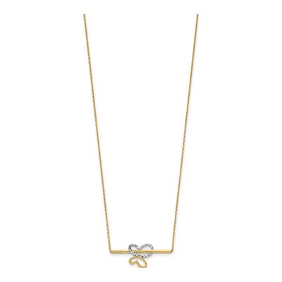 10K Yellow Gold Butterfly Bar Pendant Necklace – view 3