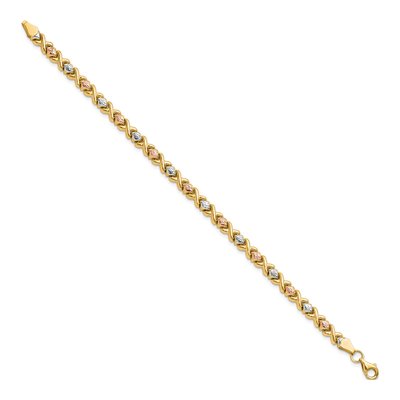 10K Tri-Color Gold Diamond-Cut Bracelet – view 2