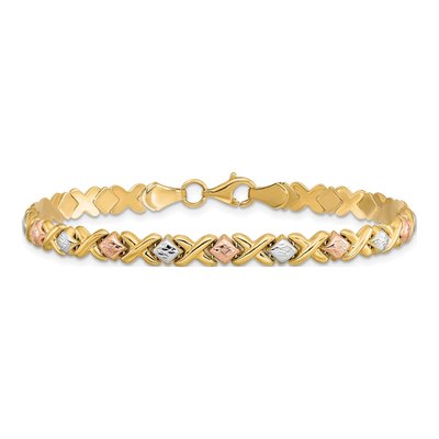10K Tri-Color Gold Diamond-Cut Bracelet – view 3