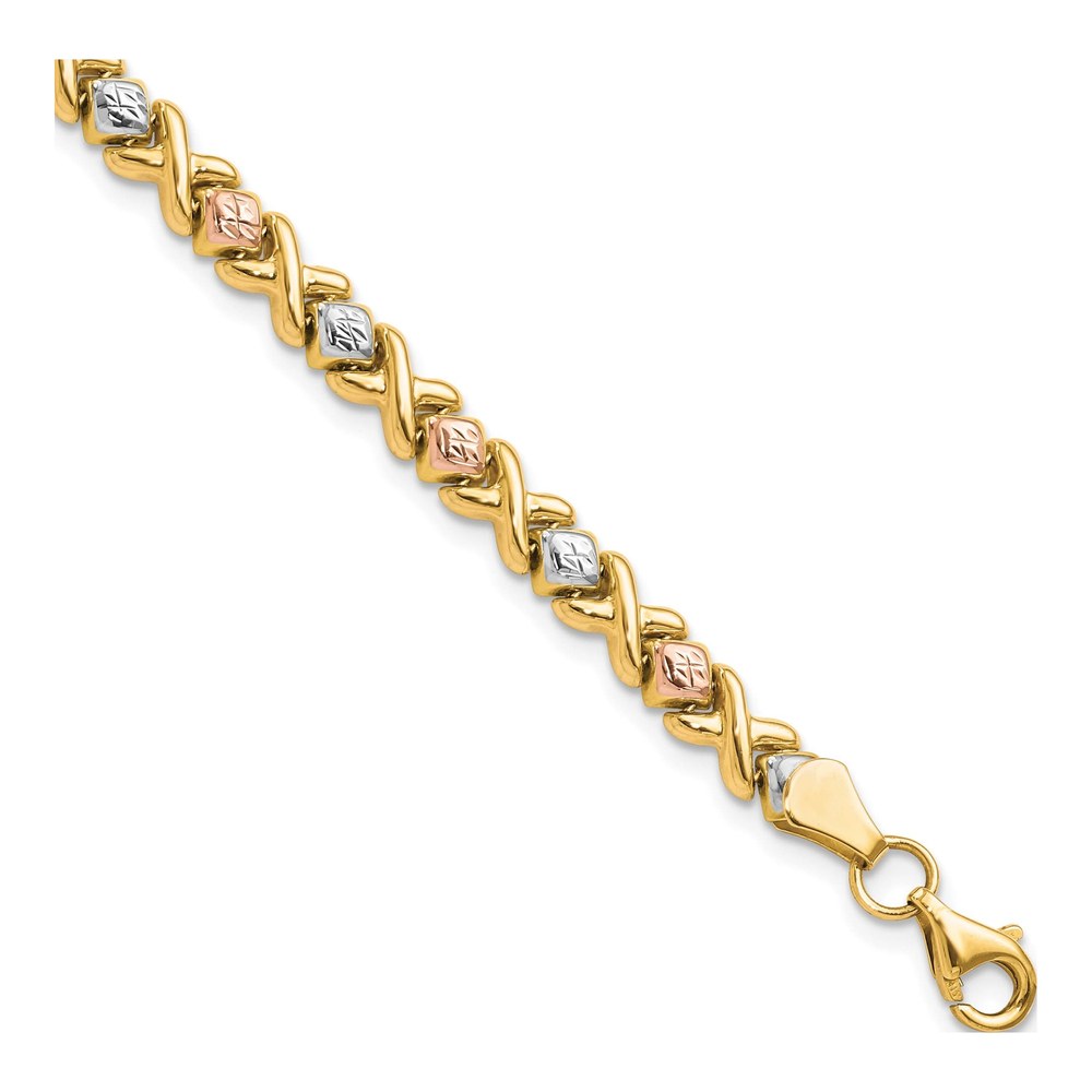 10k Tri-Color Gold Diamond-Cut Bracelet