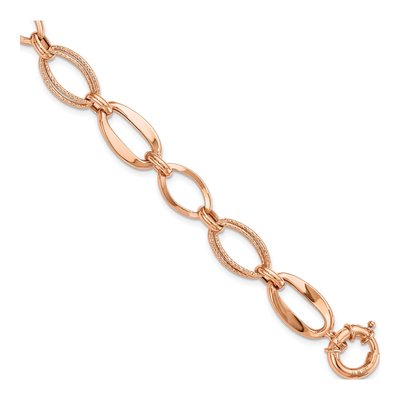 10K Rose Gold Textured Link Bracelet