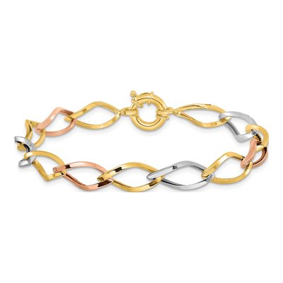 10K Tri-Color Gold Link Bracelet – view 3