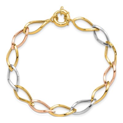 10K Tri-Color Gold Link Bracelet – view 4