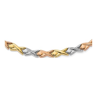 10K Tri-Color Gold Diamond-Cut Fancy Necklace