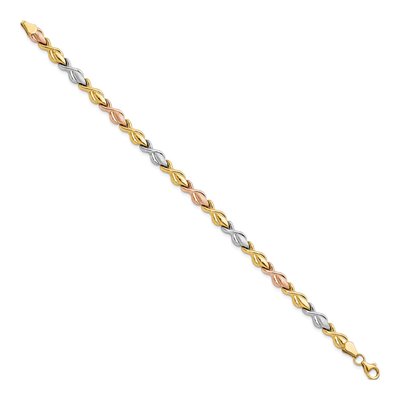 10K Tri-Color Gold Link Bracelet – view 2