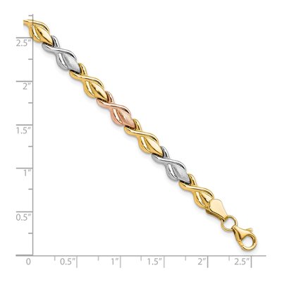 10K Tri-Color Gold Link Bracelet – view 4