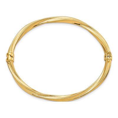 10K Yellow Gold Hinged Bangle Bracelet – view 2