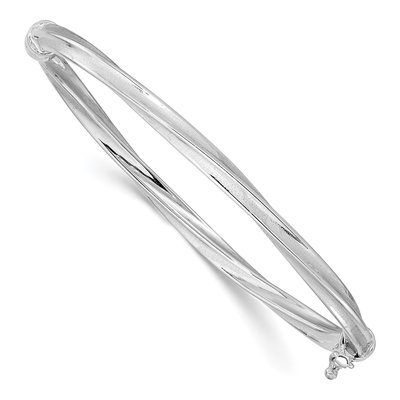 10K White Gold Hinged Bangle Bracelet