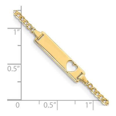 10K Yellow Gold 2.14mm Heart Cut-Out Curb ID Bracelet – view 4