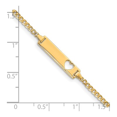 10K Yellow Gold 2.2mm Heart Curb ID Bracelet – view 4