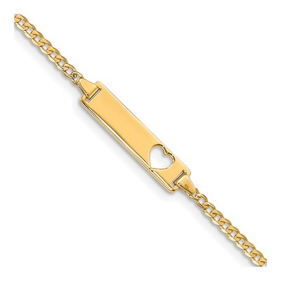 10K Yellow Gold 2.2mm Heart Curb ID Bracelet