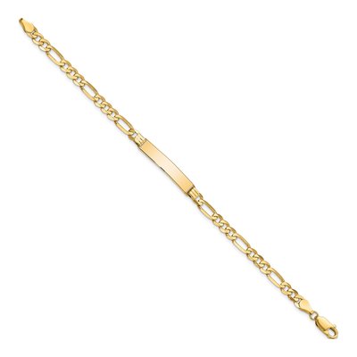 10K Yellow Gold 4.46mm Flat Figaro ID Bracelet – view 2