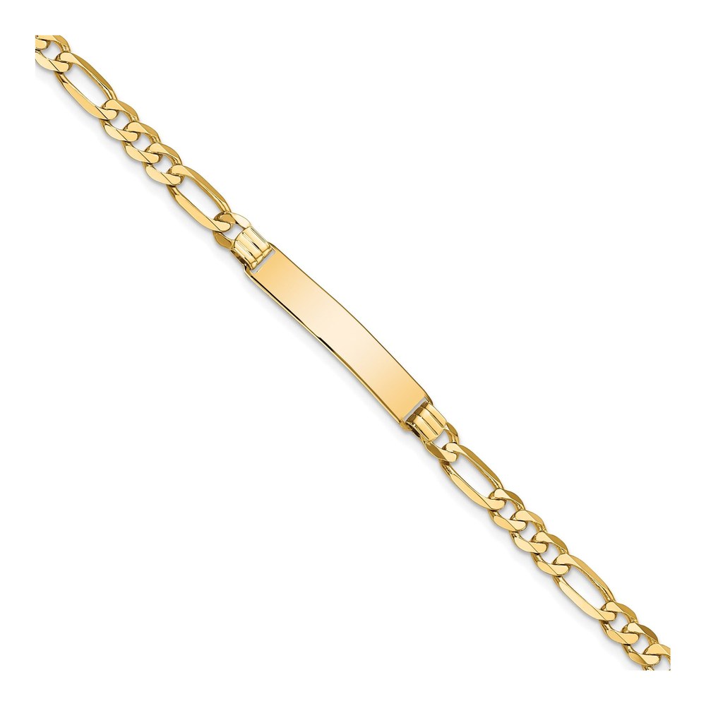 10K Yellow Gold 4.46mm Flat Figaro ID Bracelet