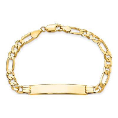10K Yellow Gold 5.05mm Flat Figaro ID Bracelet – view 4