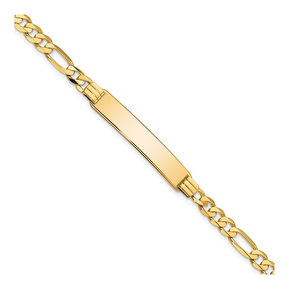 10K Yellow Gold 5.05mm Flat Figaro ID Bracelet