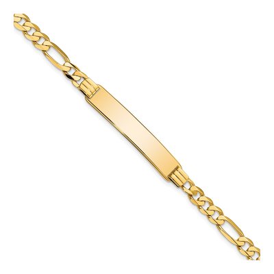10K Yellow Gold 5.05mm Flat Figaro ID Bracelet