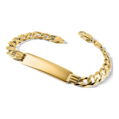 10K Yellow Gold 7.27mm Flat Curb ID Bracelet – view 4