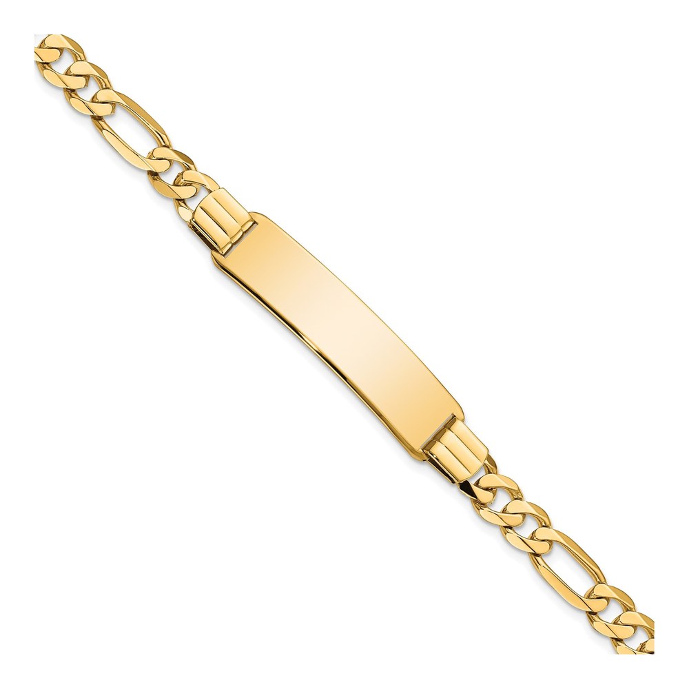 10K Yellow Gold 6.1mm Flat Figaro ID Bracelet