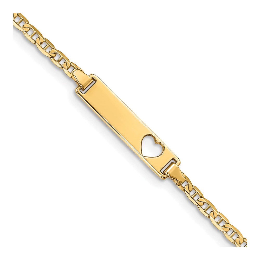 10K Yellow Gold 2.4mm Heart Anchor ID Bracelet
