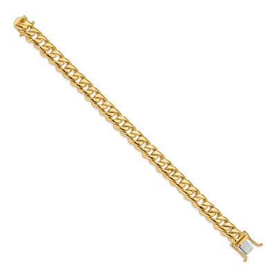 10K Yellow Gold 9.6mm Rounded Curb Chain Bracelet – view 3
