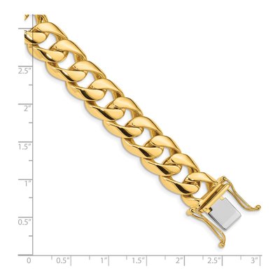10K Yellow Gold 13.4mm Rounded Curb Chain Bracelet – view 2