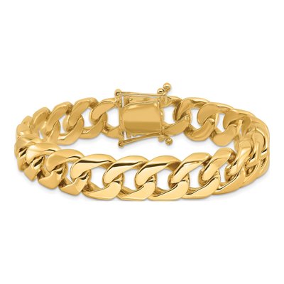 10K Yellow Gold 13.4mm Rounded Curb Chain Bracelet – view 4