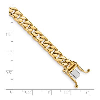 10K Yellow Gold 6.8mm Beveled Flat Curb Chain Bracelet – view 2