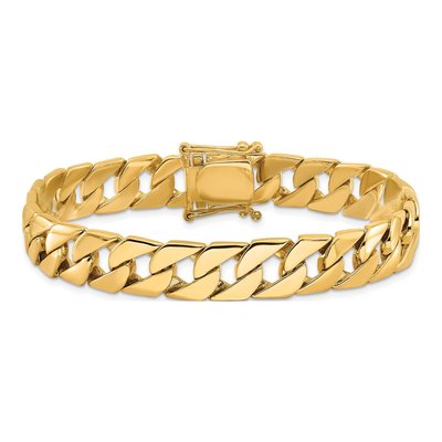 10K Yellow Gold 10.2mm Fancy Curb Link Bracelet – view 4