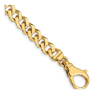 10K Yellow Gold 8mm Curb Fancy Link Chain Bracelet