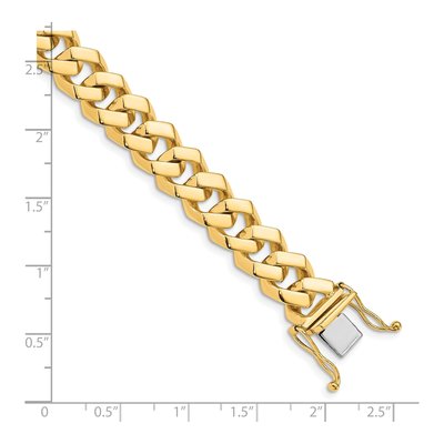 10K Yellow Gold 10mm Curb Fancy Link Chain Bracelet – view 2
