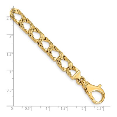 10K Yellow Gold 8.6mm Curb Fancy Link Chain Bracelet – view 2
