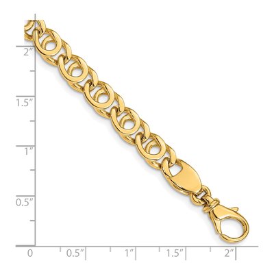10K Yellow Gold 7mm Fancy Link Chain Bracelet – view 3