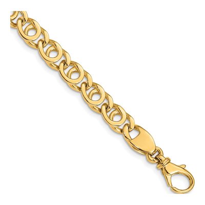 10K Yellow Gold 7mm Fancy Link Chain Bracelet