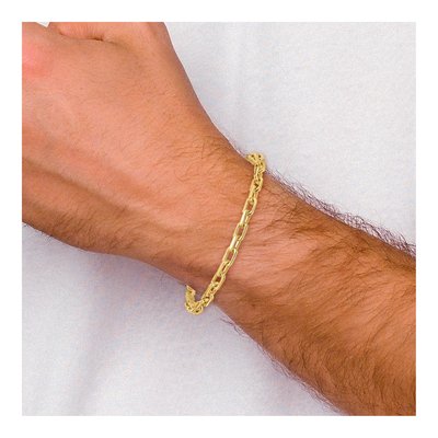 10K Yellow Gold 5mm Cable Fancy Link Chain Bracelet – view 5