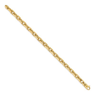 10K Yellow Gold 7mm Cable Fancy Link Chain Bracelet – view 3